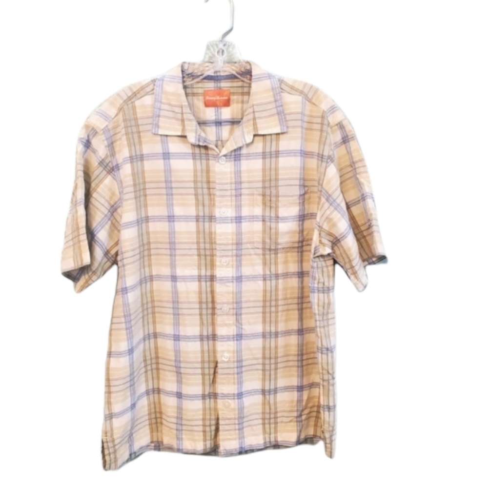 Vintage Tommy Bahama Silk Blend Vintage Button Front Mens Shirt Medium